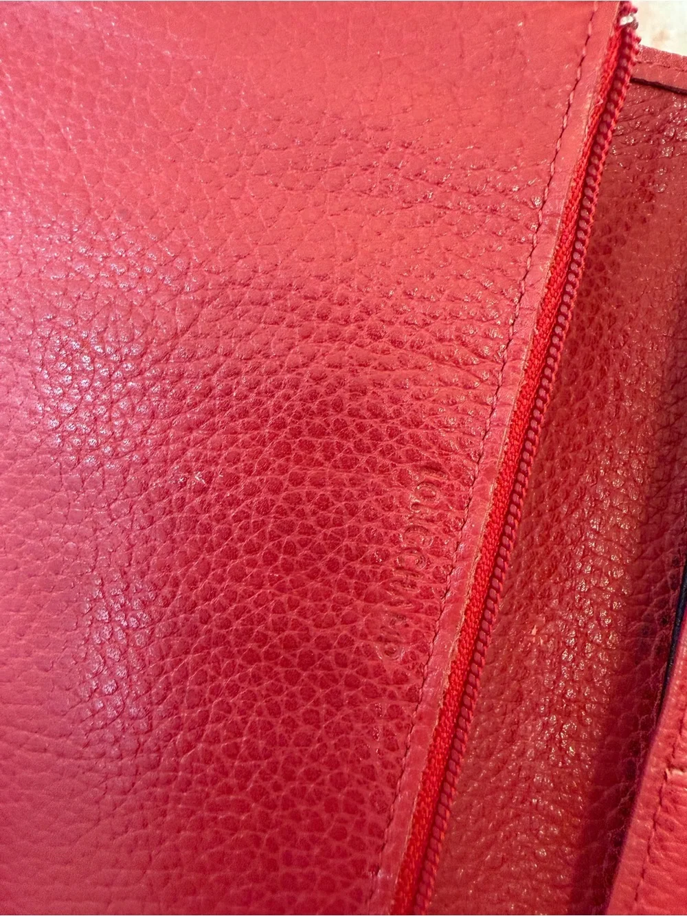 Vintage Longchamp Red Pebbled Leather Passport Wallet